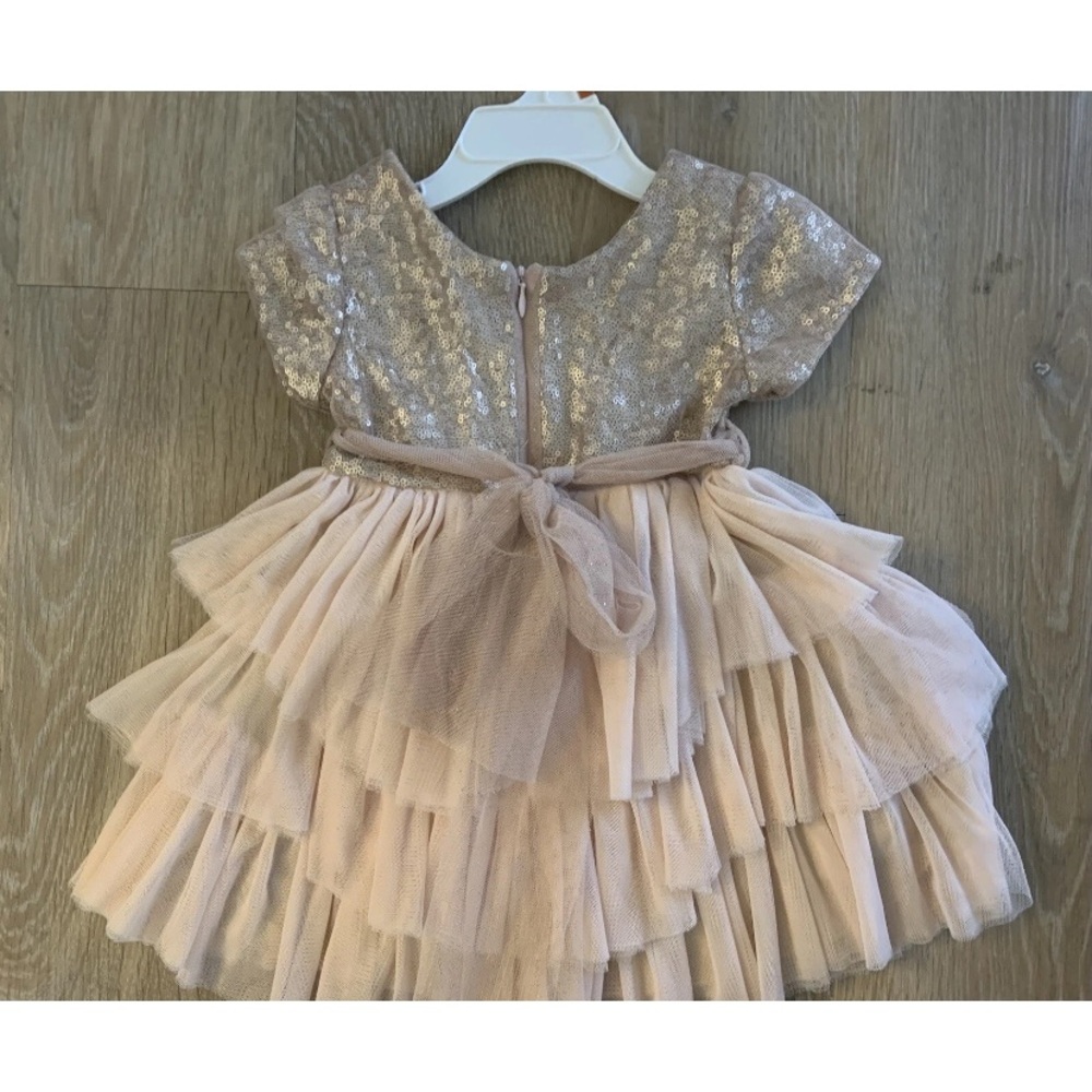 Le Pink Girl’s Size 18 Months Elegant Layered Blush Pink Dress With Sequins Top - Picture 7 of 8